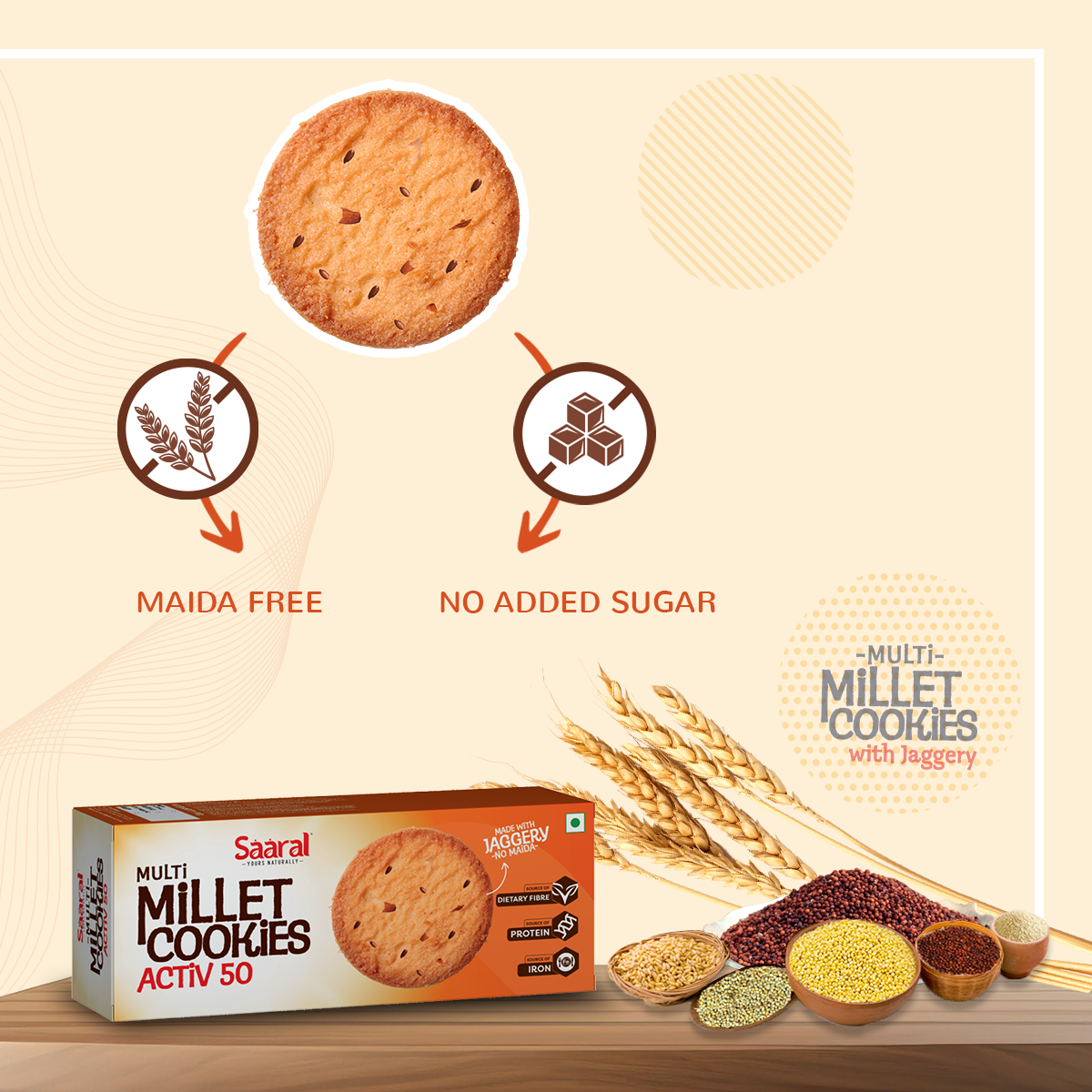 Saaral Multi Millet Cookies - Activ 50