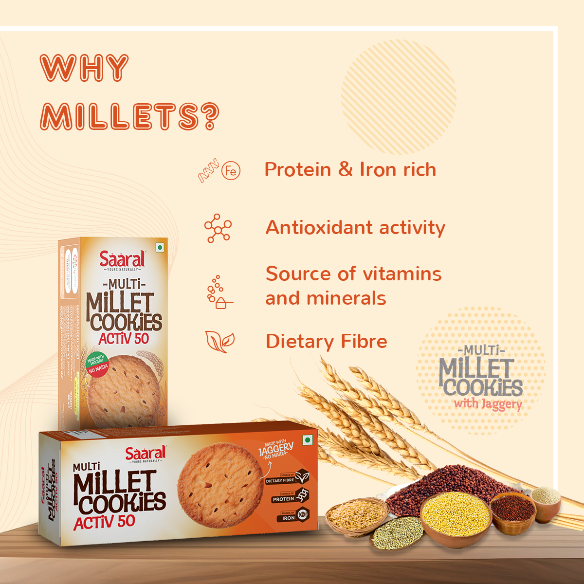 Saaral Multi Millet Cookies - Activ 50