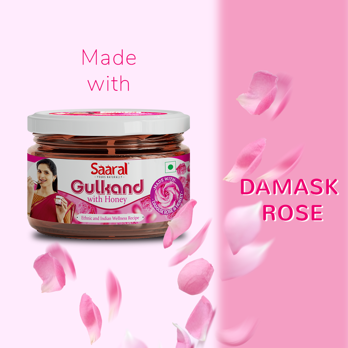 Saaral Gulkand with added Honey/ Damask Rose/ Sun Cooked /Rock Sugar/Natural Honey/ Rose Petal Jam 250gms