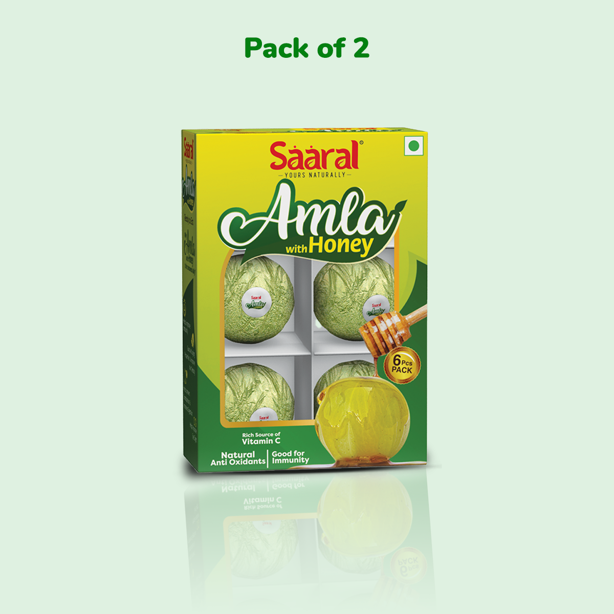 Saaral Honey Amla Murabba, Soaked in Natural Honey 6 pcs gift box, Green Gooseberry Murabba (150 g each box)