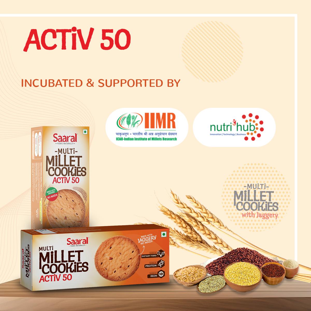 Saaral Multi Millet Cookies - Activ 50
