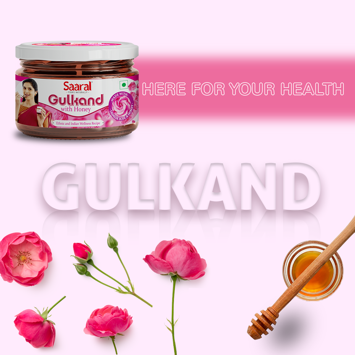 Saaral Gulkand with added Honey/ Damask Rose/ Sun Cooked /Rock Sugar/Natural Honey/ Rose Petal Jam 250gms