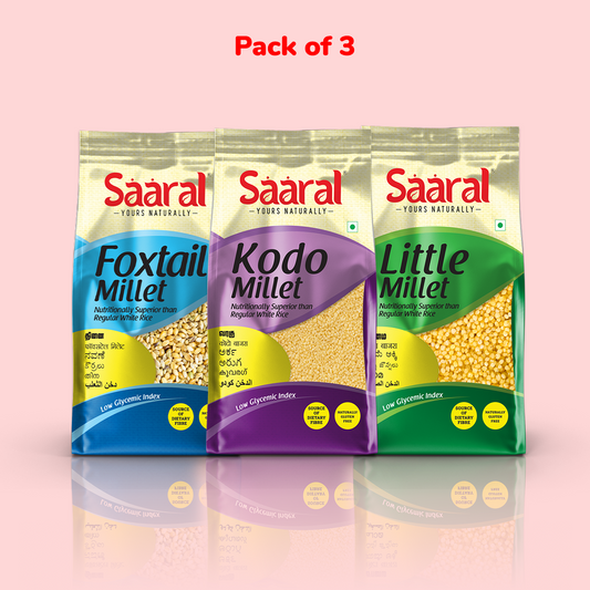 SAARAL Millets - Natural Grains 1.5 kg, (Foxtail 500 g, Kodo 500 g, Little 500 g), Native Low GI Millet Rice